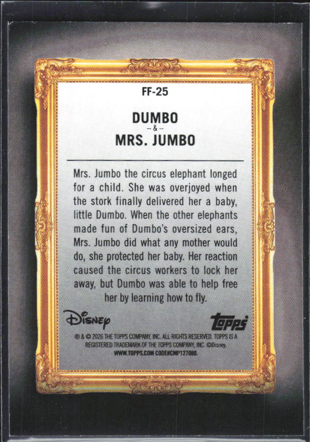 2026 Topps Disney Neon #FF-25 Dumbo / Mrs. Jumbo Family First – baksida