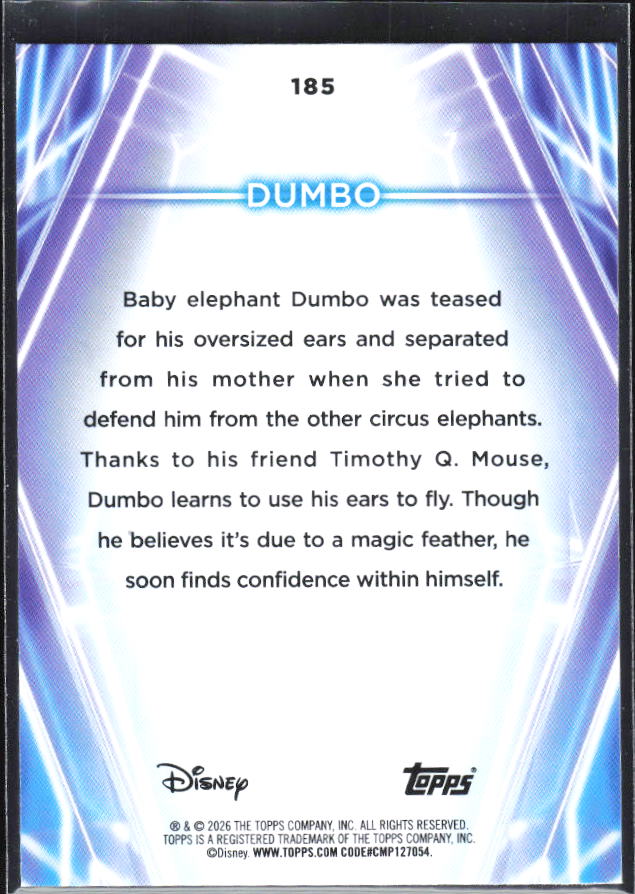 2026 Topps Disney Neon #185 Dumbo – baksida