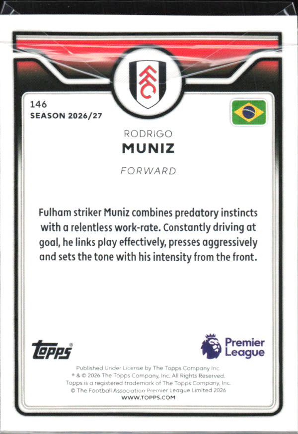 2026-27 Topps Premier League #146 Rodrigo Muniz – baksida