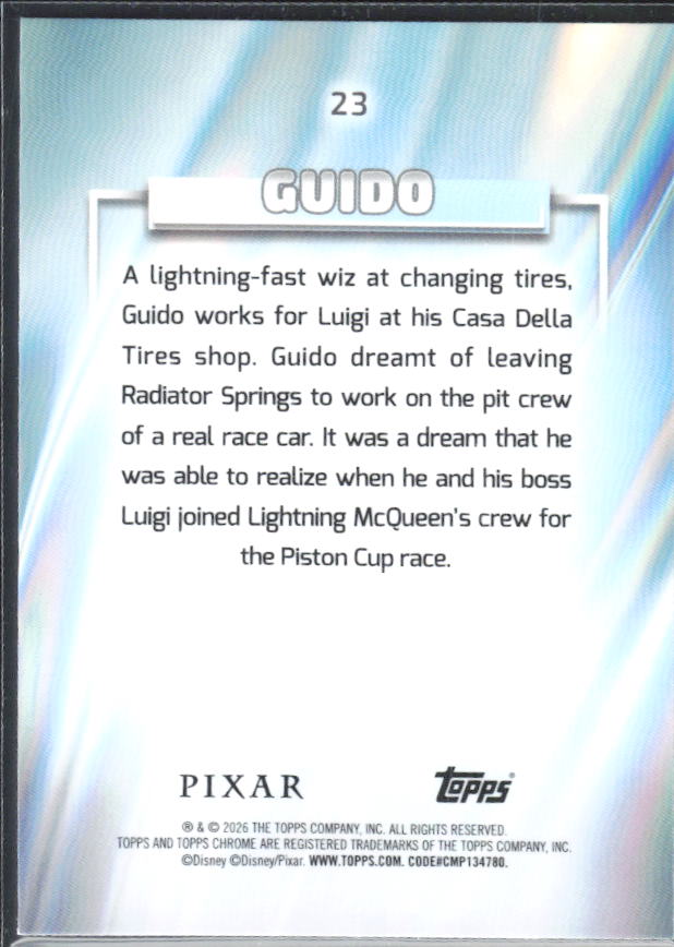 2026 Topps Chrome Disney #23 Guido – baksida
