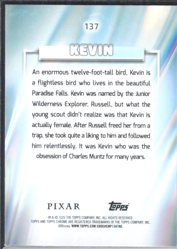 2026 Topps Chrome Disney #137 Kevin – baksida