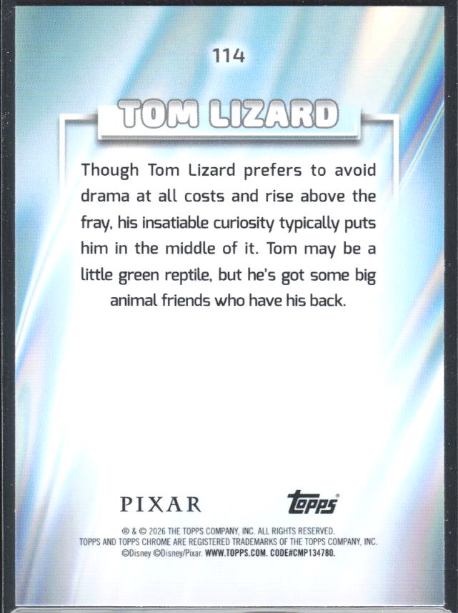 2026 Topps Chrome Disney #114 Tom Lizard – baksida