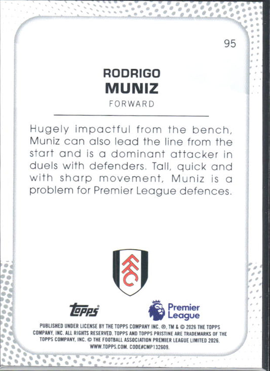 2025-26 Topps Pristine Premier League #95 Rodrigo Muniz – baksida