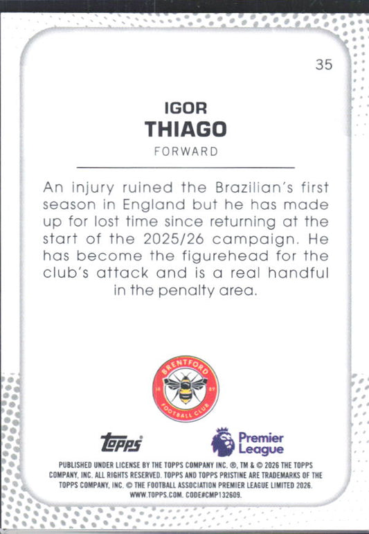 2025-26 Topps Pristine Premier League #35 Igor Thiago – baksida