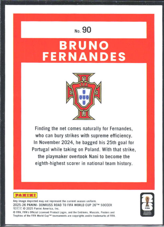 2025-26 Donruss Road to FIFA World Cup #90 Bruno Fernandes – baksida