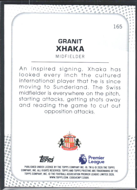 2025-26 Topps Pristine Premier League #165 Granit Xhaka – baksida