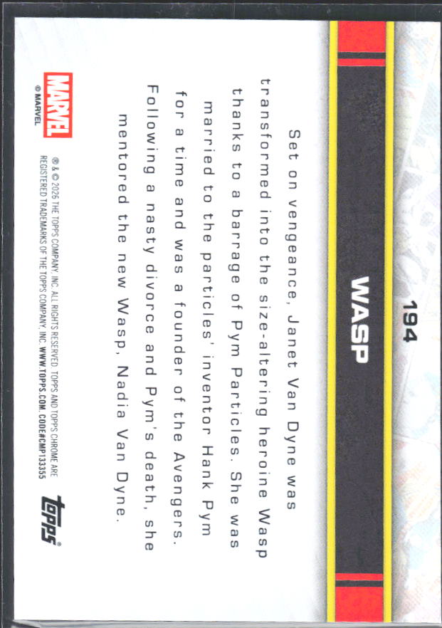 2026 Topps Chrome Marvel Comics #194 Wasp – baksida