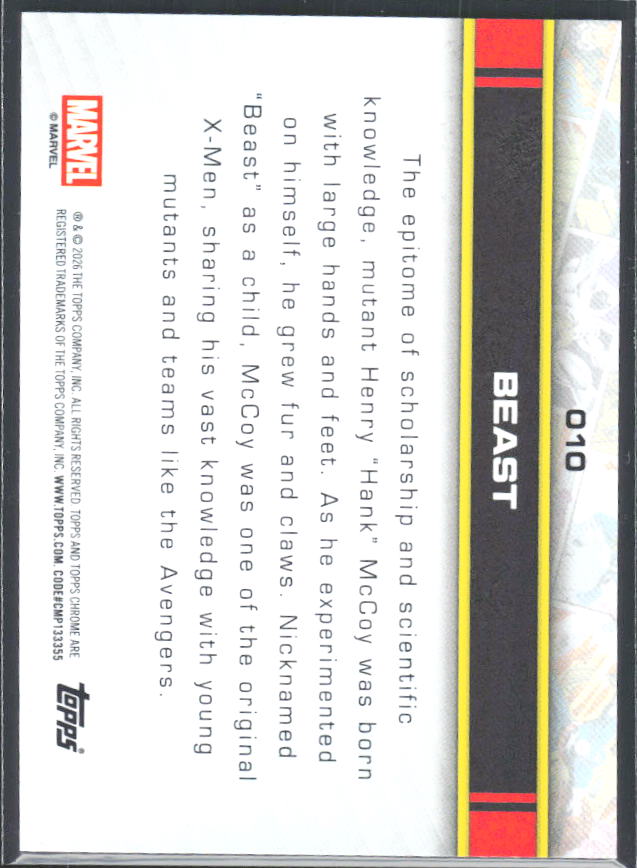 2026 Topps Chrome Marvel Comics #10 Beast – baksida