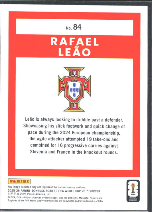 2025-26 Donruss Road to FIFA World Cup #84 Rafael Leao – baksida