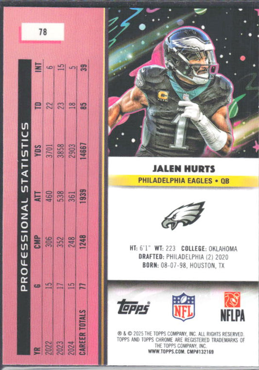 2025 Topps Cosmic Chrome #78 Jalen Hurts – baksida