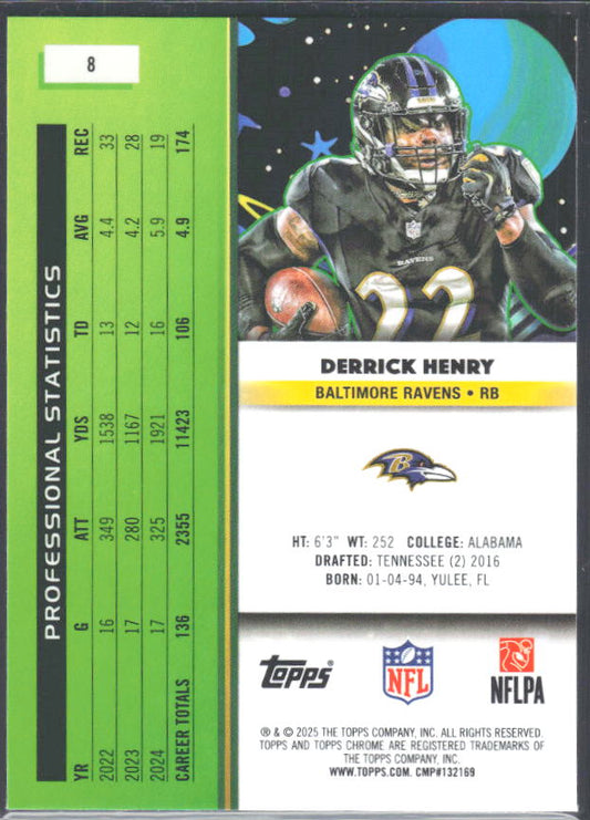 2025 Topps Cosmic Chrome #8 Derrick Henry – baksida