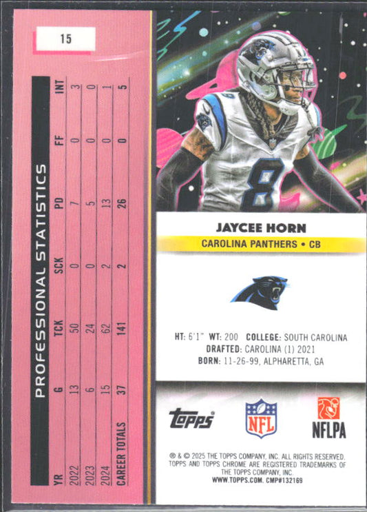 2025 Topps Cosmic Chrome #15 Jaycee Horn – baksida