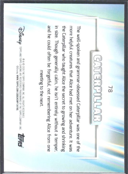 2026 Topps Chrome Disney #78 Caterpillar – baksida