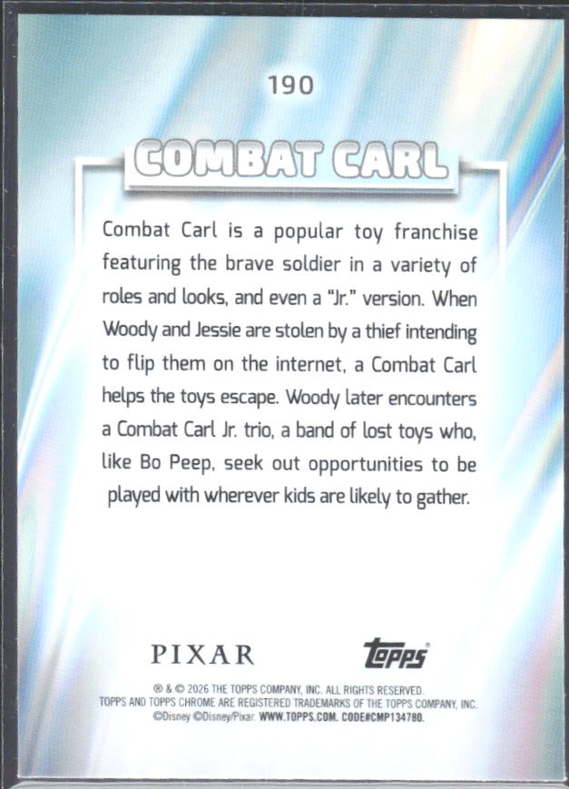 2026 Topps Chrome Disney #190 Combat Carl – baksida