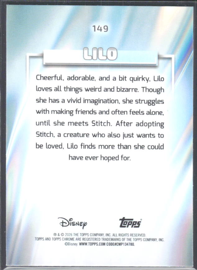 2026 Topps Chrome Disney #149 Lilo – baksida