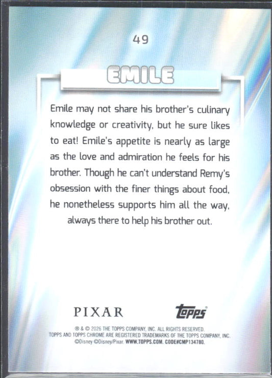 2026 Topps Chrome Disney #49 Emile – baksida
