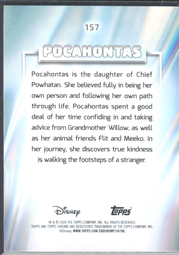 2026 Topps Chrome Disney #157 Pocahontas – baksida