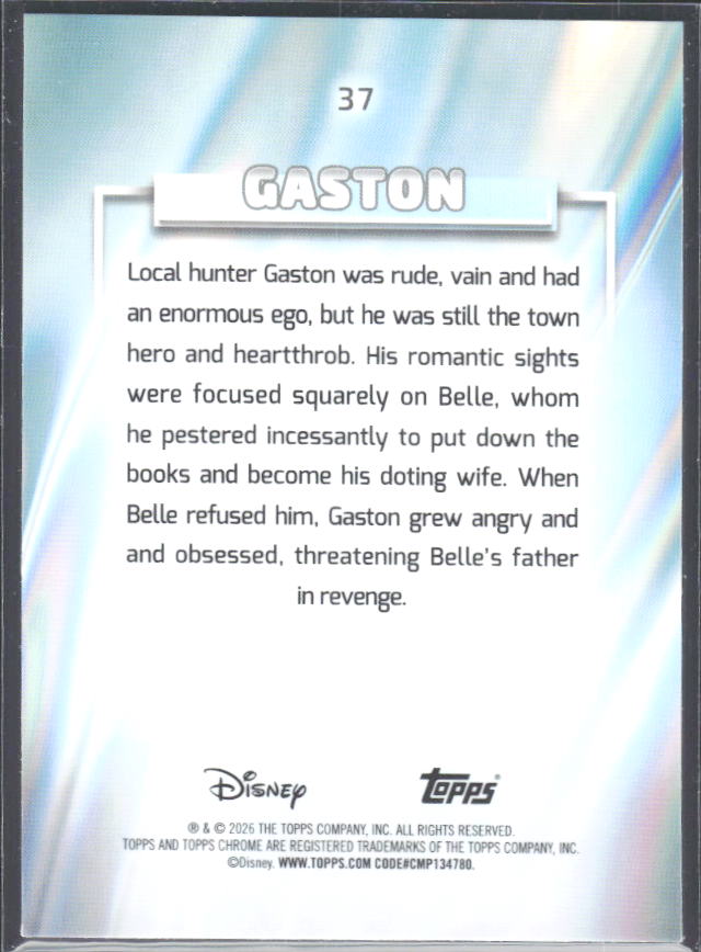 2026 Topps Chrome Disney #37 Gaston – baksida