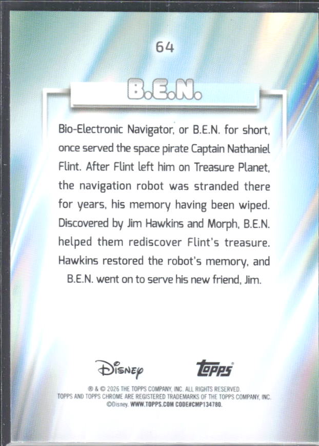 2026 Topps Chrome Disney #64 B.E.N. – baksida