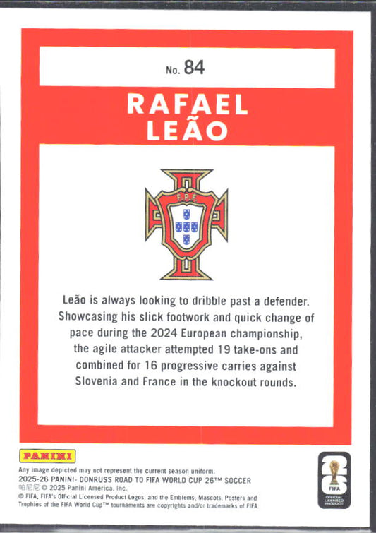 2025-26 Donruss Road to FIFA World Cup #84 Rafael Leao – baksida
