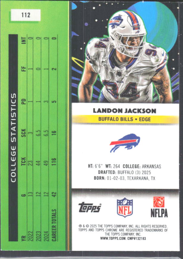 2025 Topps Cosmic Chrome #112 Landon Jackson – baksida