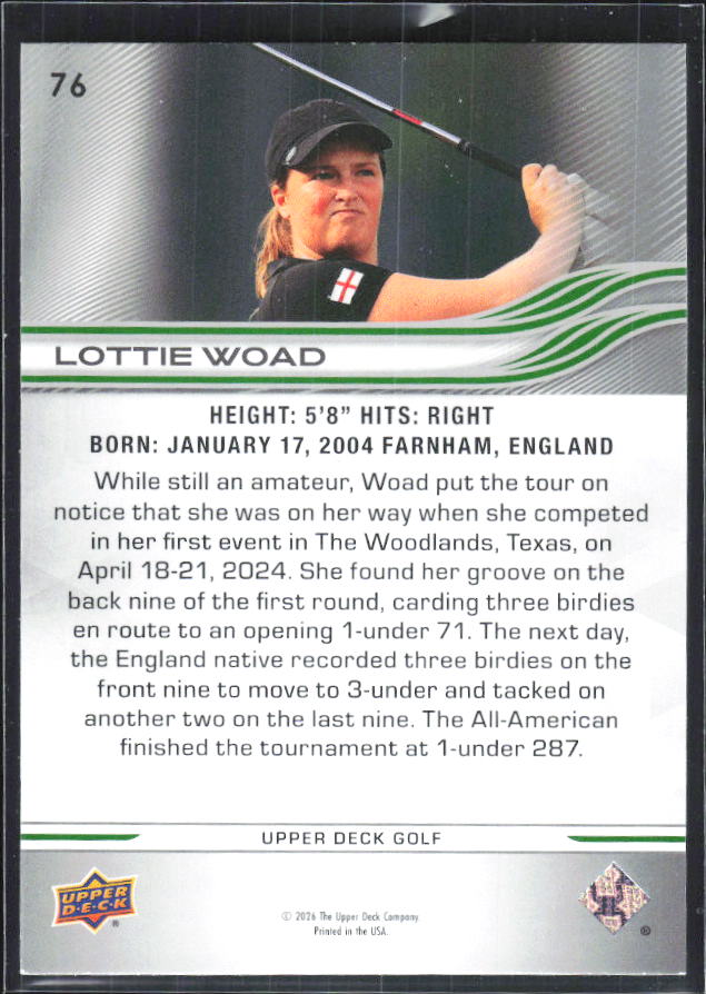 Lottie Woad 2026 Upper Deck Golf #76 – baksida