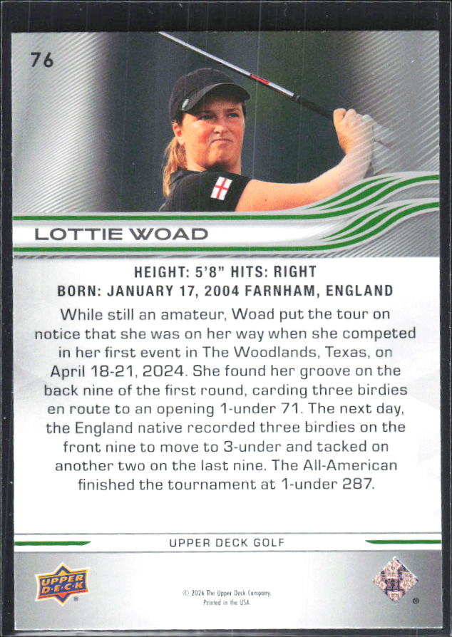 Lottie Woad 2026 Upper Deck Golf #76 – baksida