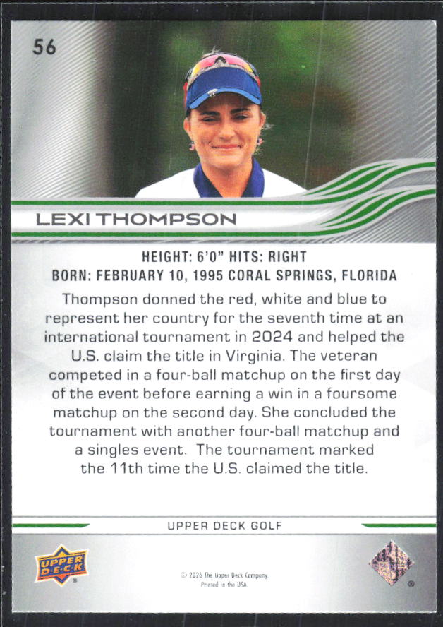 Lexi Thompson 2026 Upper Deck Golf #56 – baksida