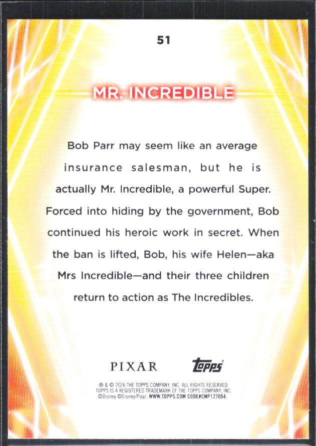 Mr. Incredible 2026 Disney Neon #51 – baksida