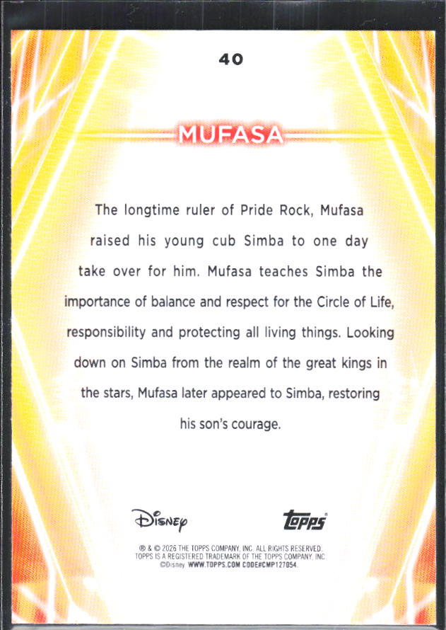 Mufasa 2026 Disney Neon #40 – baksida