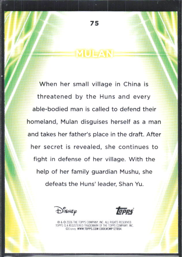 Mulan 2026 Disney Neon #75 – baksida