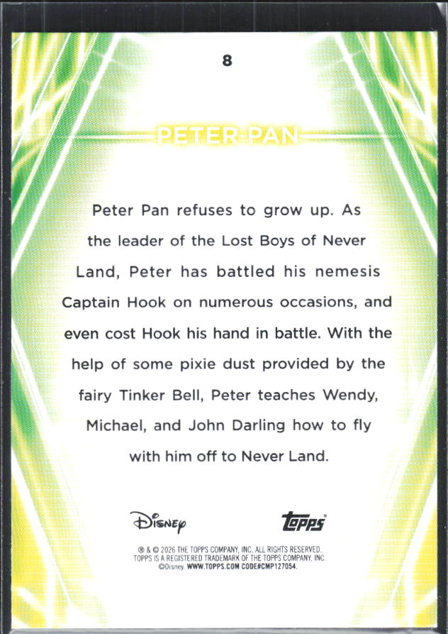Peter Pan 2026 Disney Neon #8 – baksida