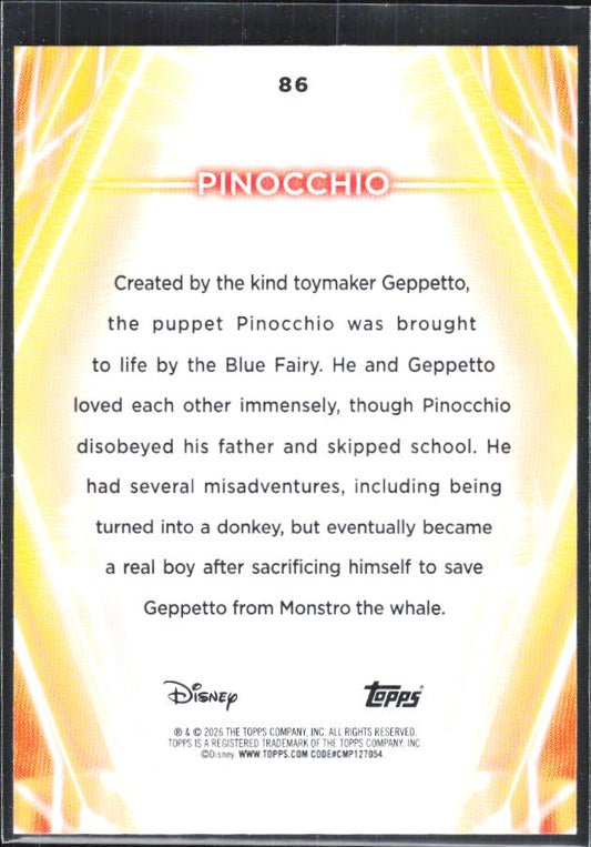 Pinocchio 2026 Disney Neon #86 – baksida