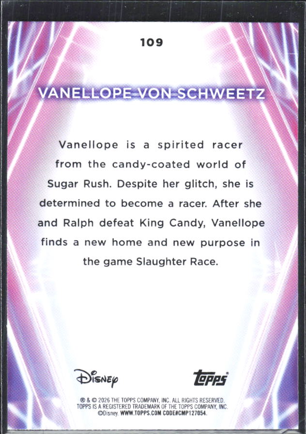 Vanellope von Schweetz 2026 Disney Neon #109 – baksida