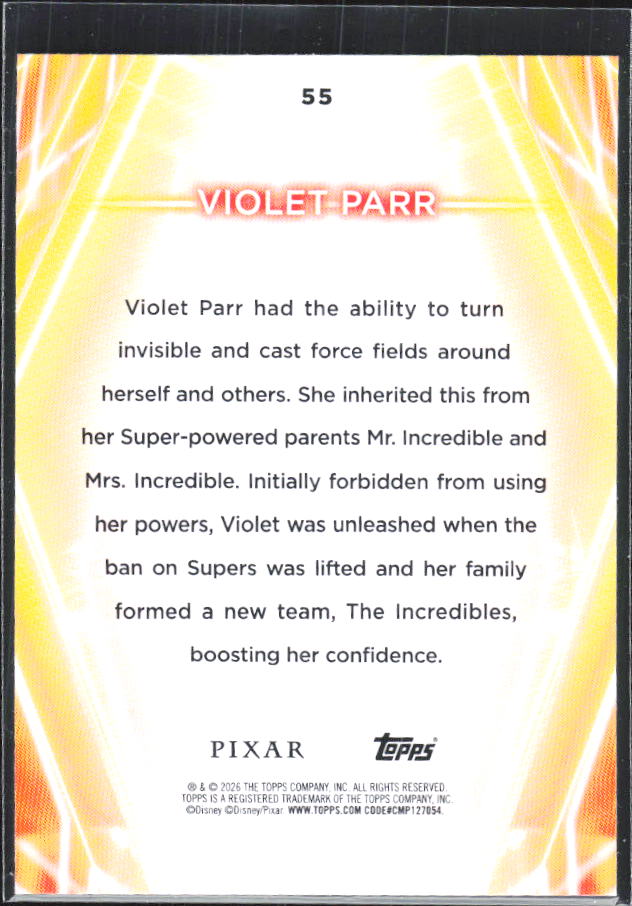 Violet Parr 2026 Disney Neon #55 – baksida