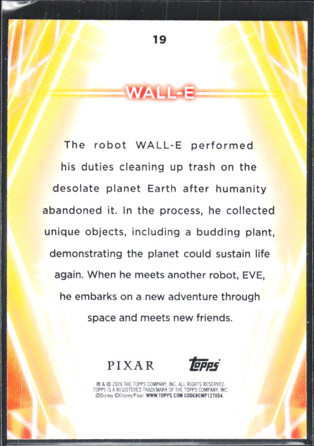 WALL-E 2026 Disney Neon #19 – baksida