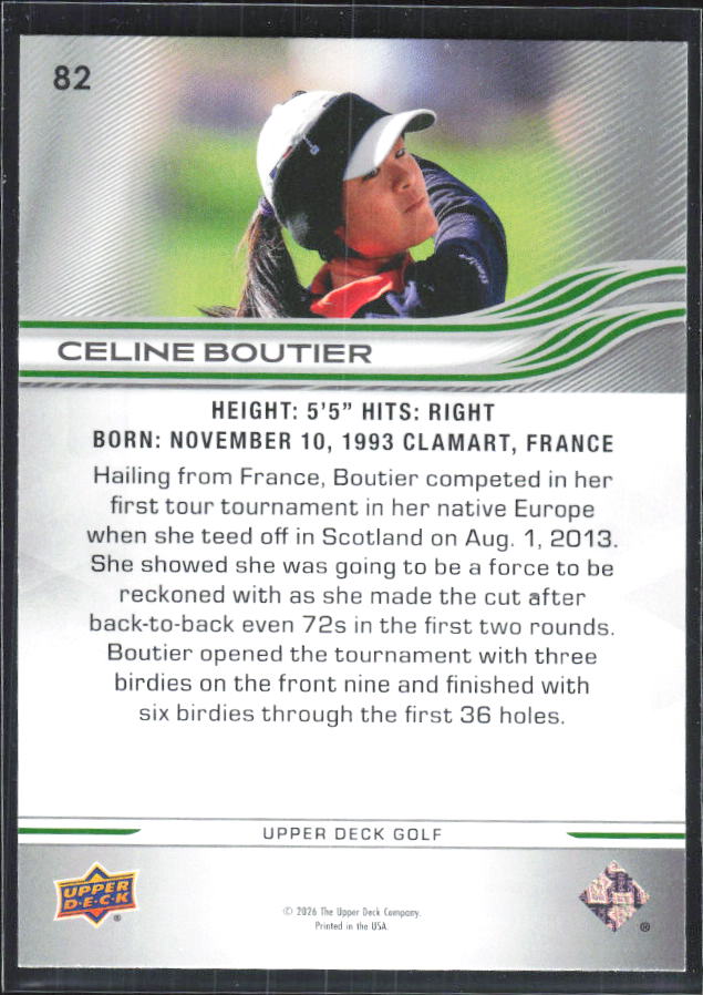 Celine Boutier 2026 Upper Deck Golf #82 – baksida