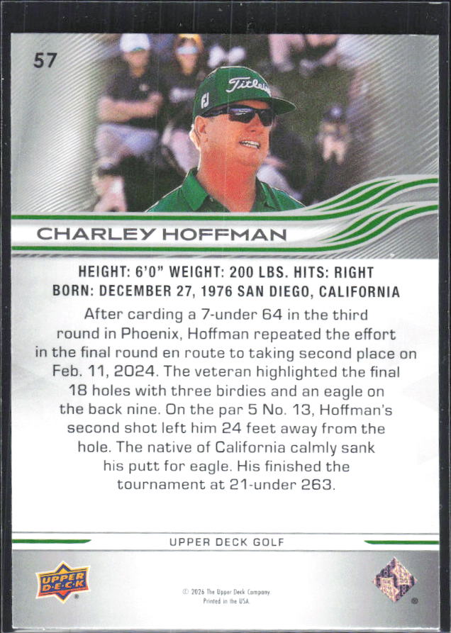 Charley Hoffman 2026 Upper Deck Golf #57 – baksida