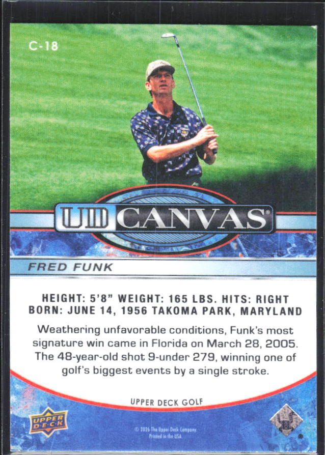 Fred Funk 2026 Upper Deck Golf UD Canvas #C-18 – baksida