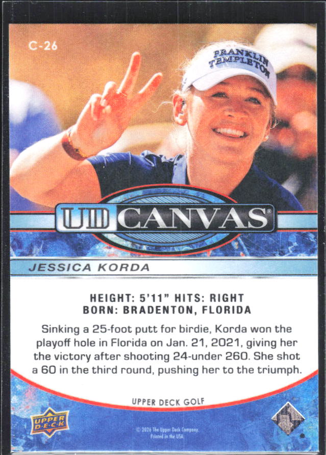 Jessica Korda 2026 Upper Deck Golf UD Canvas #C-26 – baksida