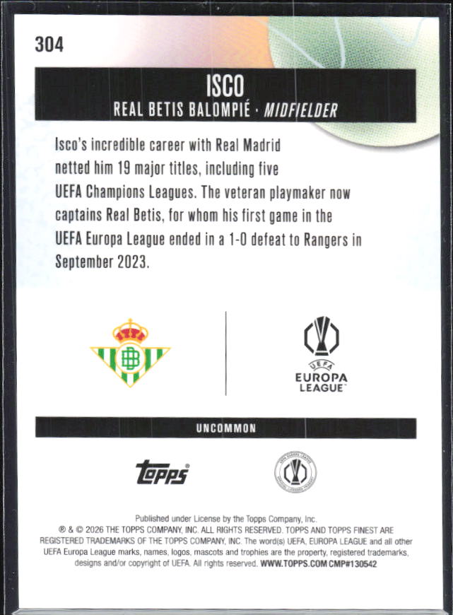 Isco 2025-26 Finest UEFA Uncommon #304 – baksida