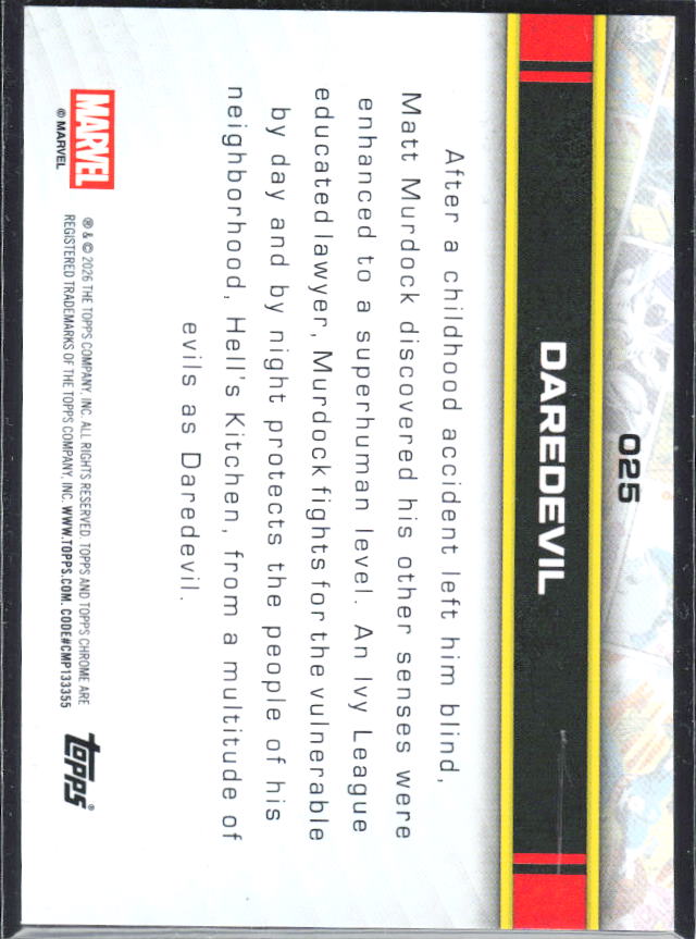 Daredevil 2026 Chrome Marvel #025 – baksida