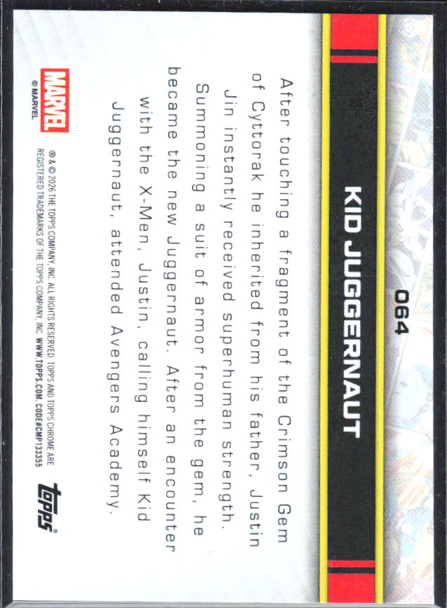 Kid Juggernaut 2026 Chrome Marvel #064 – baksida
