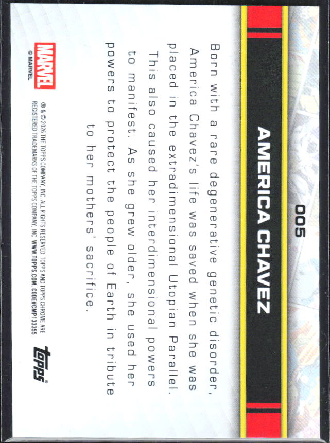 America Chavez 2026 Chrome Marvel #005 – baksida