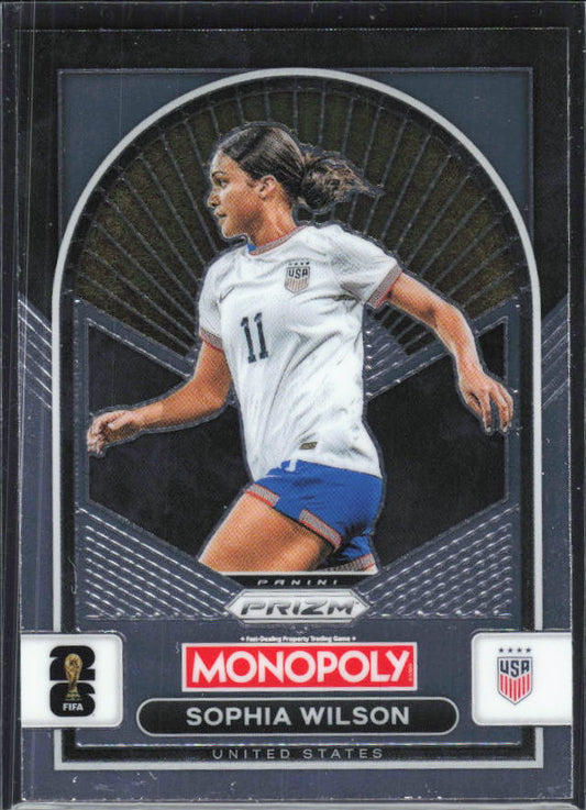 Sophia Wilson 2026 Monopoly Prizm FIFA World Cup #95 – framsida