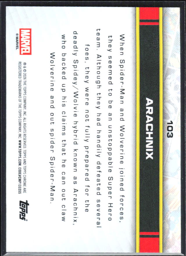 Arachnix 2026 Chrome Marvel #103 – baksida
