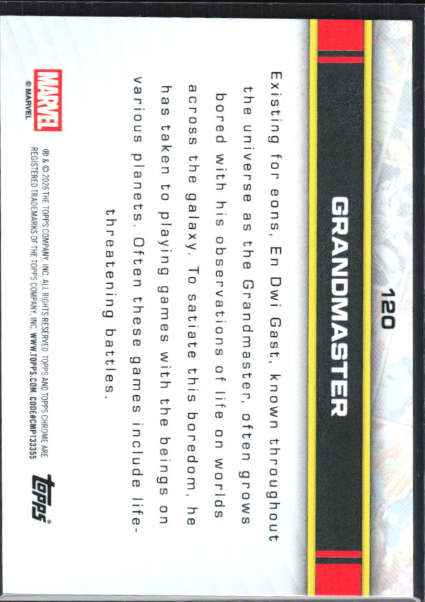 Grandmaster 2026 Chrome Marvel #120 – baksida