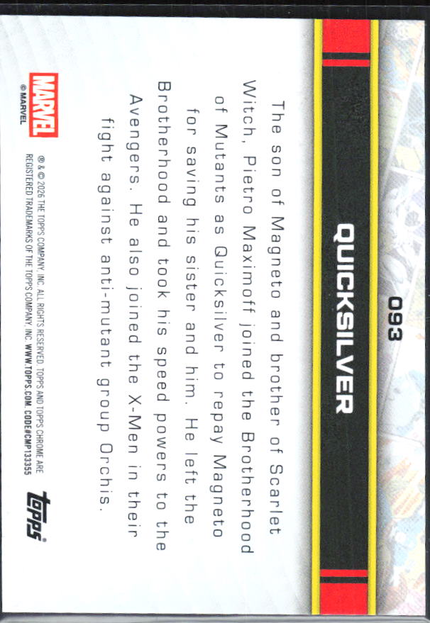 Quicksilver 2026 Chrome Marvel #093 – baksida