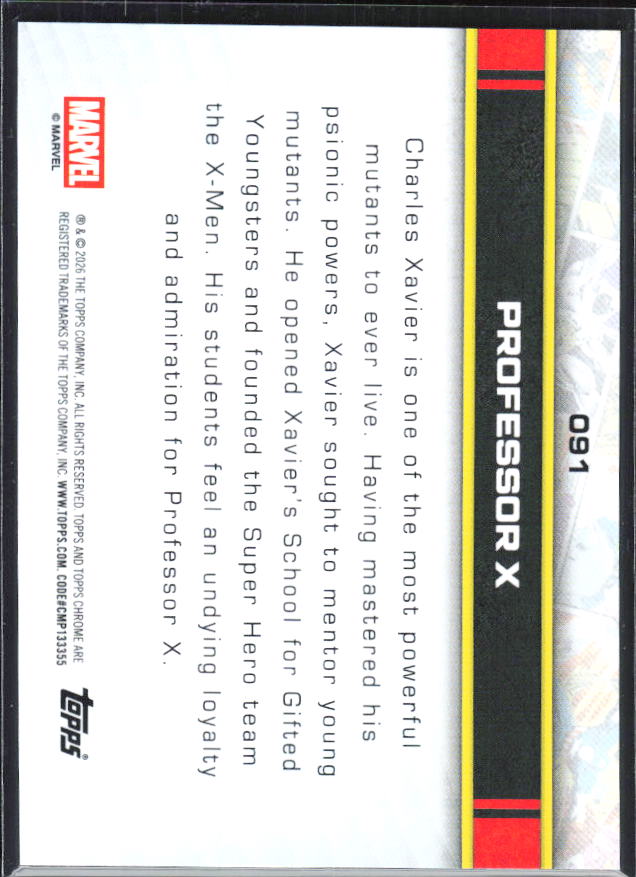 Professor X 2026 Chrome Marvel #091 – baksida