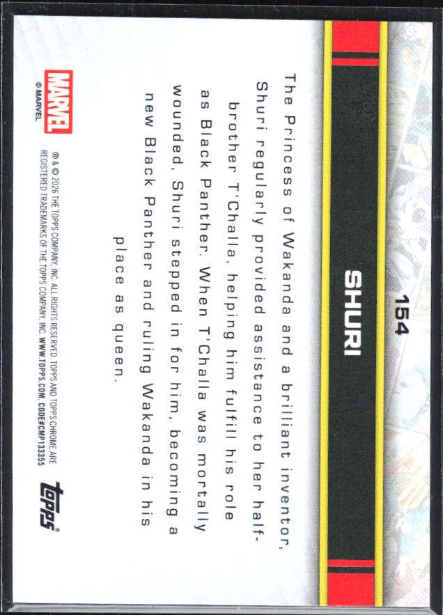 Shuri 2026 Chrome Marvel #154 – baksida